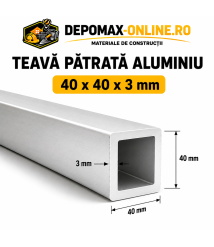 Teava patrata aluminiu 40 x 40 x 3 mm, 6 metri (EN AW-6060)